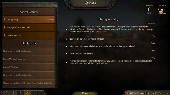 Musisz zdobyć trzy wskazówki. - M&B 2 Bannerlord: Jak znaleźć szpiega w Misji The Spy Party? - Mount and Blade 2 Bannerlord - poradnik do gry