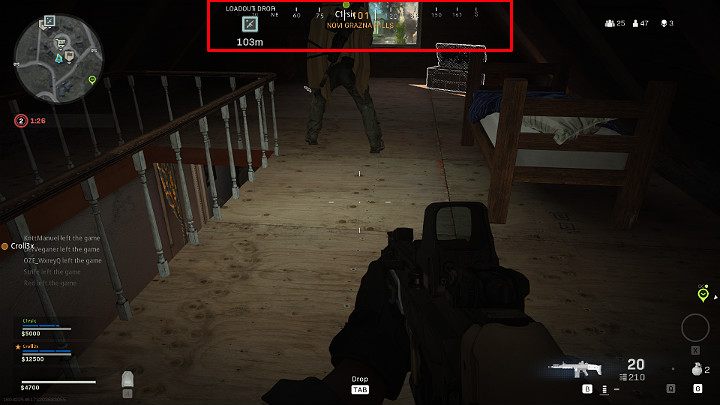 Kompas znajduje się w górnej części ekranu, na samym środku - Warzone: Interfejs rozgrywki - Call of Duty Warzone - poradnik do gry