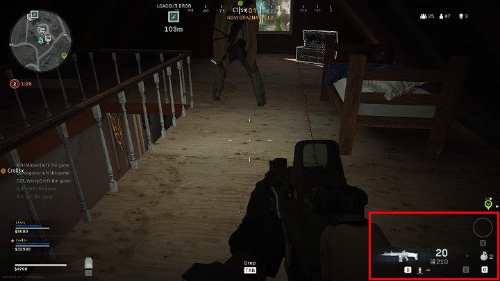 Z prawej strony ekranu wyświetla się broń, którą masz na wyposażeniu wraz z ilością dostępnej amunicji - Warzone: Interfejs rozgrywki - Call of Duty Warzone - poradnik do gry