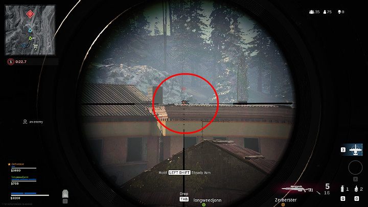 Chcąc powiadomić drużynę o obecności wroga możesz go oznaczyć poprzez nakierowanie celownika w kierunku wroga i wciśnięcie przycisku pingu - Warzone: Komunikacja - Call of Duty Warzone - poradnik do gry