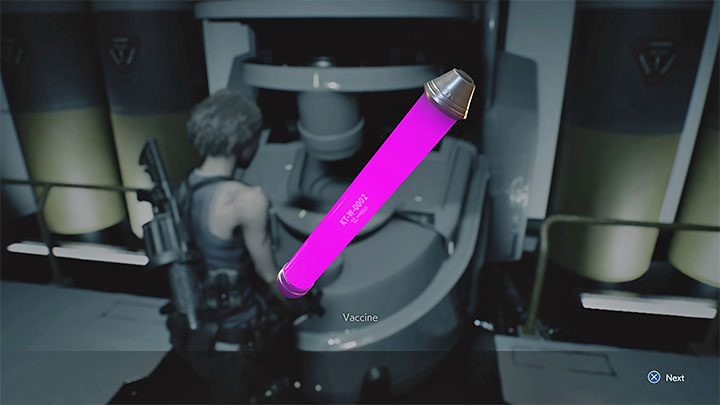 W nagrodę za zaliczenie zagadki zdobędziesz szczepionkę Vaccine - Resident Evil 3: Zagadka ze szczepionką w Gnieździe 2 - Resident Evil 3 - poradnik do gry