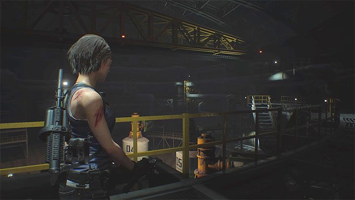 Walka rozpocznie się niedługo po dotarciu do wielkiej hali w Gnieździe 2 z powyższego obrazka - Resident Evil 3: Nemesis, Gniazdo 2 (NEST 2) - Resident Evil 3 - poradnik do gry