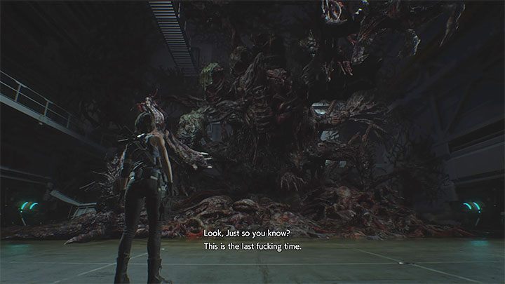 Pojedynek z końcowym bossem zainicjowany zostanie po próbie zbliżenia się do wyjścia z hali - Resident Evil 3: Nemesis, boss finałowy - Resident Evil 3 - poradnik do gry