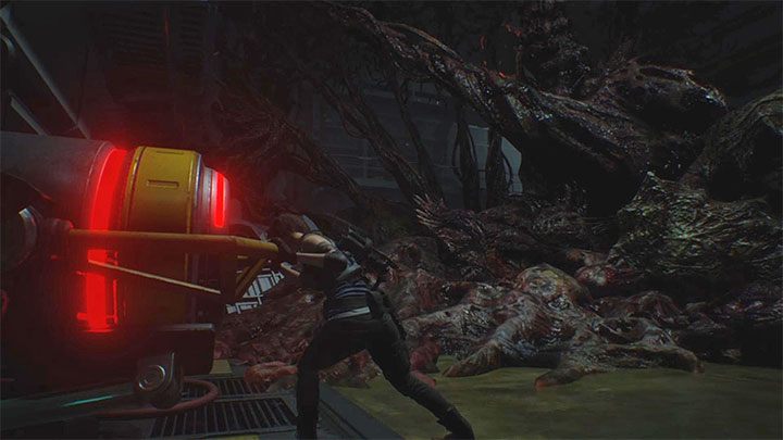 Do czerwonych źródeł energii wyrusz dopiero po zniszczeniu wszystkich cyst - Nemesis nie będzie przez ten czas atakował - Resident Evil 3: Nemesis, boss finałowy - Resident Evil 3 - poradnik do gry