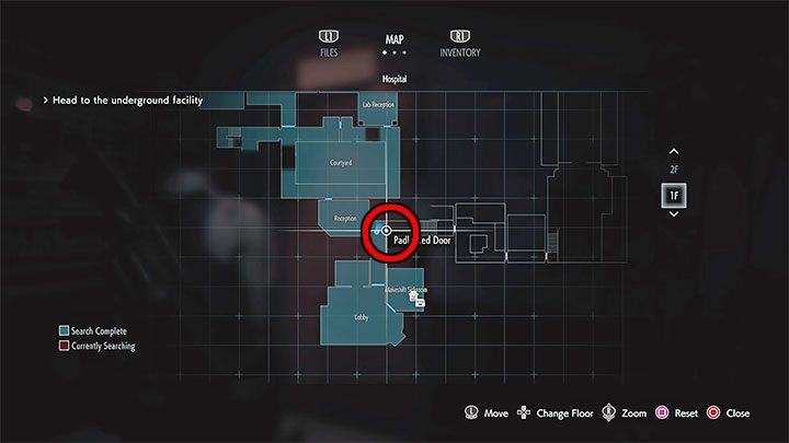 W celu kontynuowania głównej fabuły dotrzyj do zamkniętych na kłódkę drzwi na północ od Lobby - Resident Evil 3: Szpital, Jill solucja, opis przejścia - Resident Evil 3 - poradnik do gry