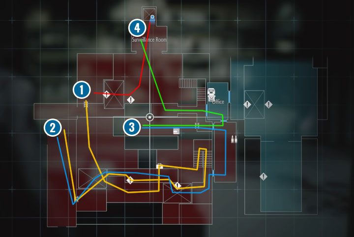 Rekomendowaną trasę podróży pokazuje powyższy obrazek - Resident Evil 3: Zagadka z odnalezieniem bezpieczników w magazynie - Resident Evil 3 - poradnik do gry
