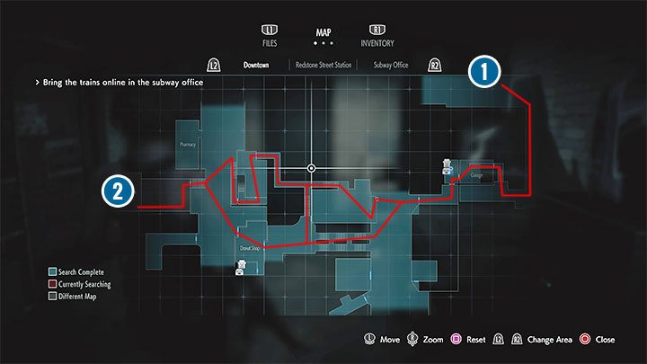 Powyższy obrazek prezentuje możliwe trasy ucieczki - są to czerwone linie - Resident Evil 3: Śródmieście - druga wizyta solucja, opis przejścia - Resident Evil 3 - poradnik do gry