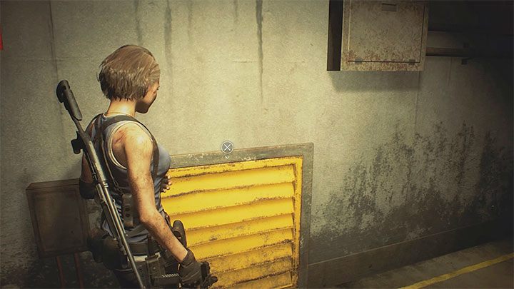 W celu ucieknięcia z magazynu odszukaj pokazaną na powyższym obrazku żółtą kratkę - Resident Evil 3: Śródmieście - druga wizyta solucja, opis przejścia - Resident Evil 3 - poradnik do gry
