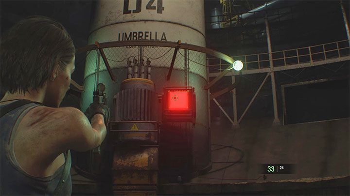 Odnajduj szybko zbiornik i ostrzeliwuj 1 lub 2 czerwone przyciski - Resident Evil 3: Finał, Nemesis solucja, opis przejścia - Resident Evil 3 - poradnik do gry