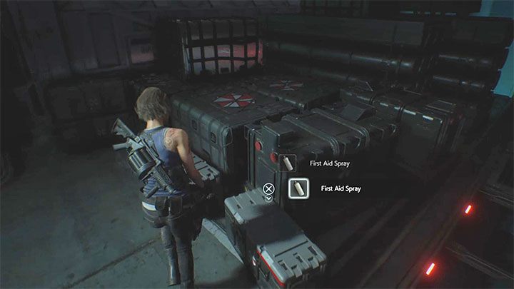 Jeżeli zabraknie ci amunicji lub lekarstw, to w obu narożnikach hali znajdziesz liczne zapasy - Resident Evil 3: Finał, Nemesis solucja, opis przejścia - Resident Evil 3 - poradnik do gry