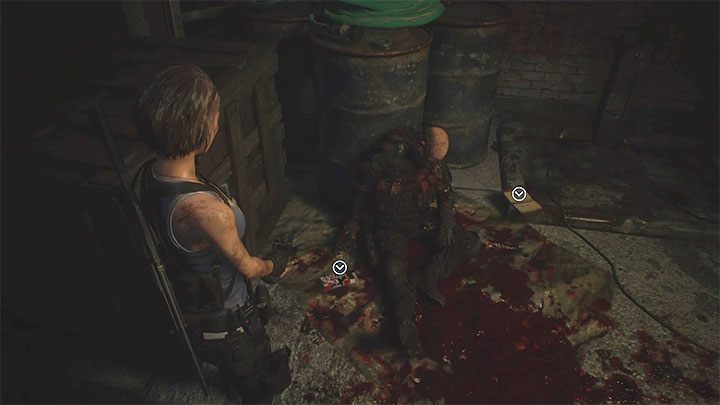 Dziennik leży przy zwłokach odnalezionych w alejce badanej po przejściu przez garaż Garage - Resident Evil 3: Śródmieście sekrety, znajdźki - Resident Evil 3 - poradnik do gry
