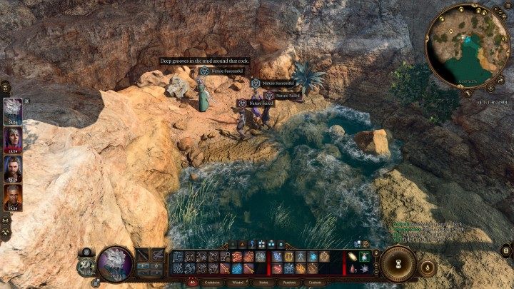 Po zbliżeniu się w głąb urwiska, Wasi bohaterowie wykonają automatyczny rzut na Przyrodę (Nature) - Baldurs Gate 3: Zagadka z Ukryta skrzynią Harfiarzy - Baldurs Gate 3 - poradnik do gry