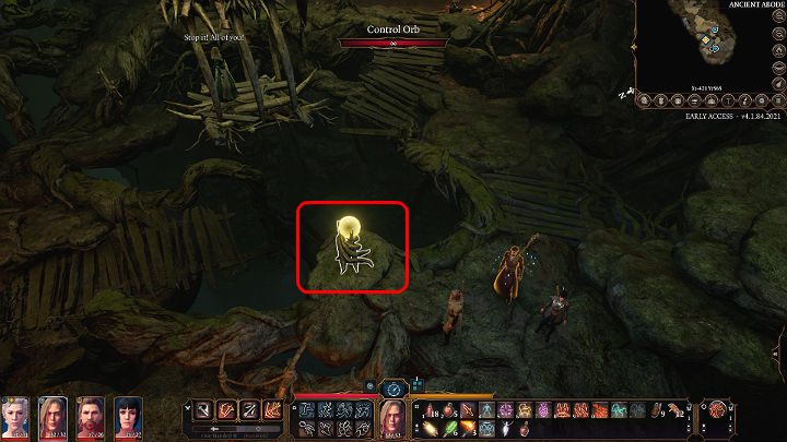 W pierwszej kolejności sprawdź, czy użycie zaznaczonej na powyższym obrazku kuli rozpocznie walkę z wiedźmą - uwolnisz w ten sposób Mayrinę, która była przetrzymywana przez Ciotkę Ethel - Baldurs Gate 3: Jak pokonać Ciotkę Ethel (Zielona Wiedźma)? - Baldurs Gate 3 - poradnik do gry