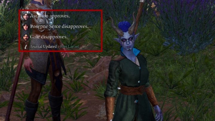 Im wyższy jest wskaźnik aprobaty, tym przychylniej jest do ciebie nastawiona postać - Baldurs Gate 3: Jak sprawdzić poparcie towarzysza? - Baldurs Gate 3 - poradnik do gry