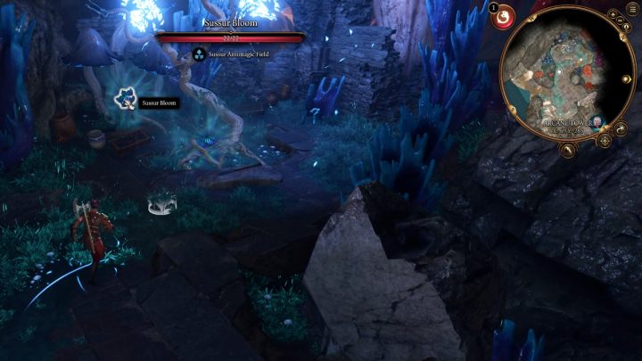 Nałóżcie na jedną z postaci czar Latanie lub Piórkospadanie (Featherfall) i podejdźcie do wieżyczki przy posągu - Baldurs Gate 3: Podmrok (Underdark) w BG3 - opis przejścia - Baldurs Gate 3 - poradnik do gry