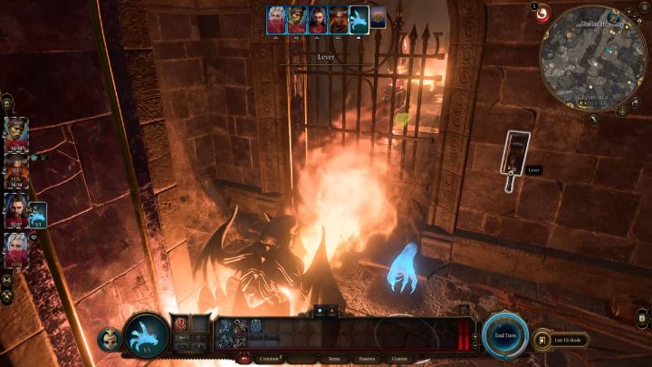 Gdy dotrzecie do gargulca, wyczarujcie rękę za kratą i przy jej użyciu pociągnijcie za dźwignię - Baldurs Gate 3: Kuźnia Gryma (Grymforge) w BG3 - opis przejścia - Baldurs Gate 3 - poradnik do gry