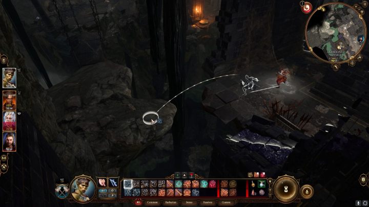 Przeskoczcie nad przepaścią i idźcie na przód aż dotrzecie do schodów i kolejnych dźwigni - Baldurs Gate 3: Kuźnia Gryma (Grymforge) w BG3 - opis przejścia - Baldurs Gate 3 - poradnik do gry