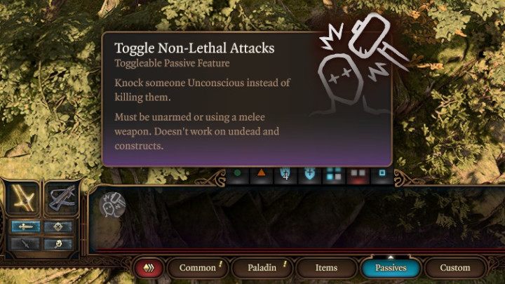 Wybierzcie zakładkę opisaną jako Pasywne z głównego paska postaci, u dołu ekranu - Baldurs Gate 3: Jak ocucić nieprzytomne postacie? - Baldurs Gate 3 - poradnik do gry