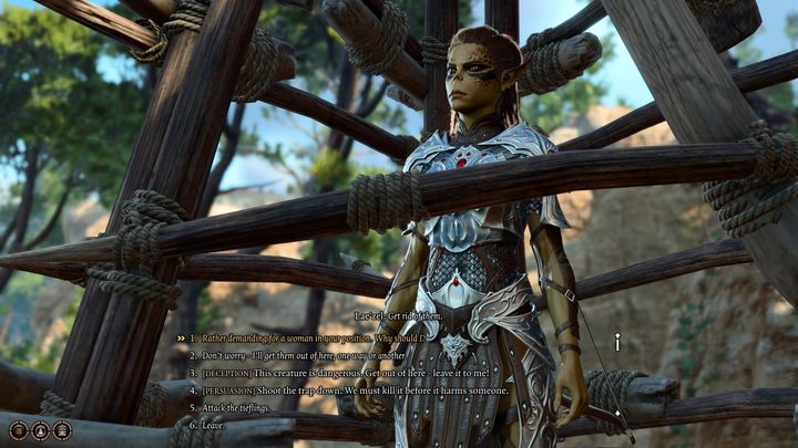 Macie kilka dostępnych opcji na rozwiązanie sytuacji - Baldurs Gate 3: Laezel w klatce - solucja, opis przejścia - Baldurs Gate 3 - poradnik do gry