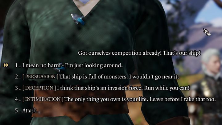 Gdy wybierzesz daną opcję to pojawi się panel rzutu kościom - Baldurs Gate 3: Dialogi - Baldurs Gate 3 - poradnik do gry