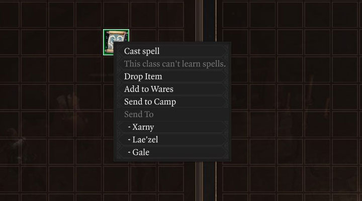 Drugi rodzaj blokady to ostrzeżenie o próbie nauczenia czaru postaci złej klasy - Baldurs Gate 3: Jak uczyć się zaklęć? - Baldurs Gate 3 - poradnik do gry