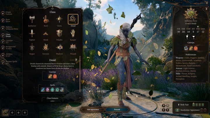 Alternatywą może być także rasa Mrocznych elfów (Drow) obdarzona naturalnym, magicznym potencjałem lub Człowiek, który zapewni Wam dodatkową biegłość - Baldurs Gate 3: Najlepszy build dla Druida - Baldurs Gate 3 - poradnik do gry