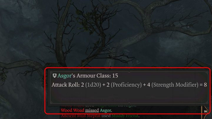 Na powyższym obrazku można zauważyć sytuację w której przeciwnik chybił swoim atakiem - Baldurs Gate 3: Walka - tury, inicjatywa postaci - Baldurs Gate 3 - poradnik do gry