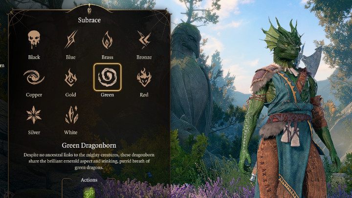 Podrasa determinuje też rodzaj obrażeń Zionięcia oraz odporność zyskiwaną ze Smoczego rodowodu - Baldurs Gate 3: Rasa Drakon poradnik - Baldurs Gate 3 - poradnik do gry