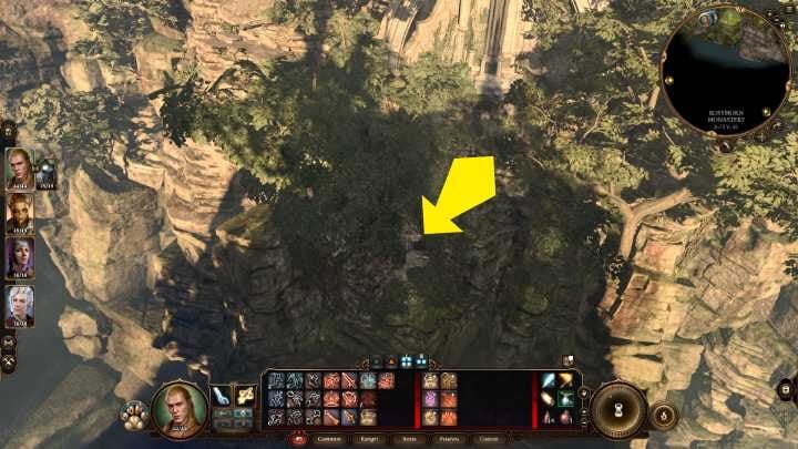 Do środka możecie wejść na kilka sposobów, jednak my proponujemy tajne przejście w klifie (możecie je otworzyć wytrychem), które zostało oznaczone na powyższym obrazku i znajduje się pod głównym wejściem - Baldurs Gate 3: Odszukaj szkółkę githyanki - solucja, opis przejścia - Baldurs Gate 3 - poradnik do gry