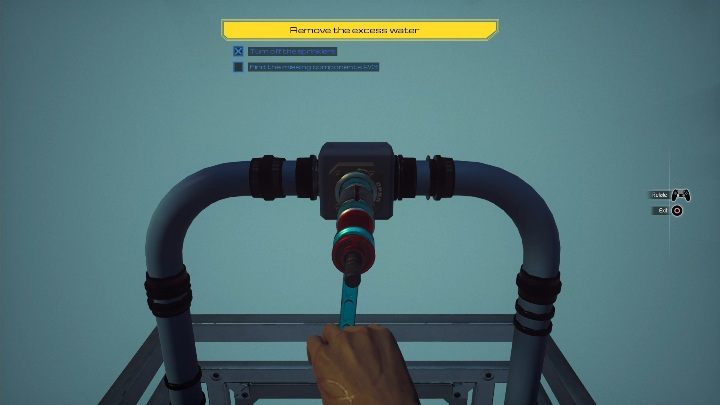 Na górze znajdują się dwa zawory, podjedz do nich i zakręć je, aby naprawić powstałe szkody - Moons of Madness: Szklarnia, opis przejścia - Moons of Madness - poradnik do gry