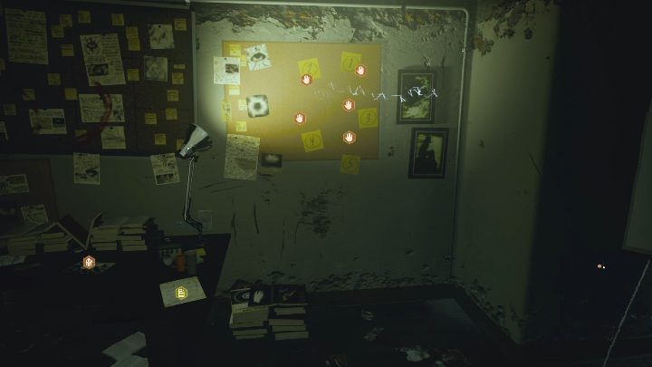 Kolejnym zadaniem jest poprawne ułożenie zdjęć na tablicy korkowej, znajdującej się po lewej stronie pomieszczenia - Moons of Madness: Księga - jak zdobyć? - Moons of Madness - poradnik do gry