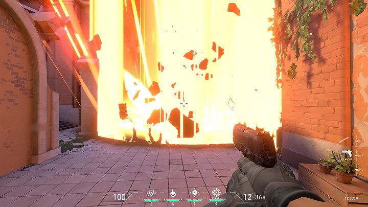 Co ciekawe, jeśli sam znajdziesz się na obszarze Ostrzału Orbitalnego, na środku ekranu zobaczyć dużych rozmiarów czerwony wykrzyknik - to znak, że trzeba uciekać - Valorant: Brimstone (Kontroler), postać, umiejętności - Valorant - poradnik do gry