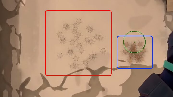 Na powyższym obrazku przedstawiono przykładowy rozrzut pocisków broni Bucky dostępnej w grze Valorant - Valorant: Strzelby - shotguns - Valorant - poradnik do gry