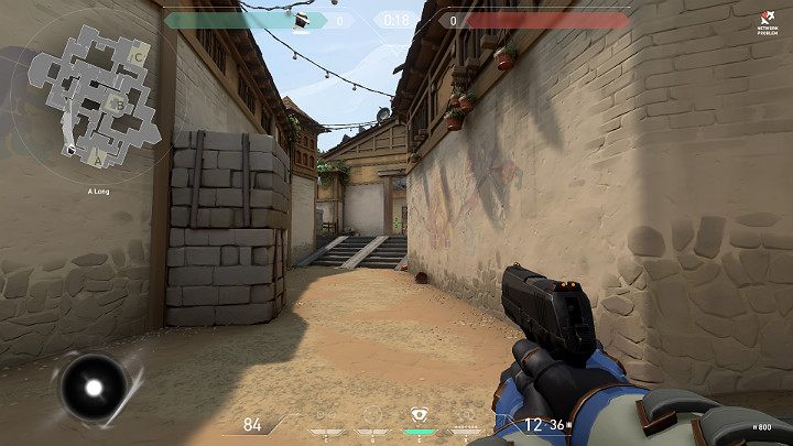 Na powyższym obrazku widać postać, która stoi w punkcie A Long i patrzy w kierunku A Lobby, gdzie może pojawić się potencjalny przeciwnik - Valorant: Haven - mapa, callouts dla obrońców i atakujących - Valorant - poradnik do gry