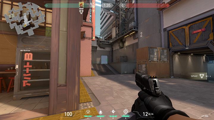 Na powyższym obrazku widać postać, która patrzy w kierunku Mid Top - Valorant: Split - mapa, callouts dla obrońców i atakujących - Valorant - poradnik do gry