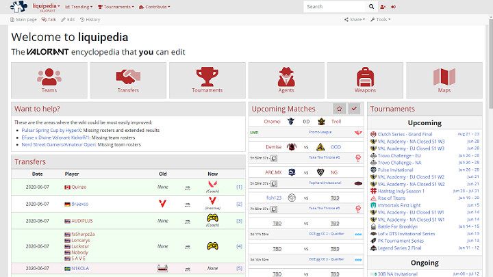 {ramkazielona}Korzystanie z Valorant Luquipedii jest całkowicie darmowe i Gracze nie muszą specjalnie rejestrować się na stronie, aby móc z niej korzystać - Valorant: Liquipedia - co to? - Valorant - poradnik do gry