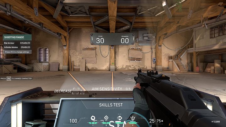 Po wejściu na strzelnicę pojawisz się w miejscu widocznym na powyższym obrazku - Valorant: Najlepsze ustawienia myszy, porady - czułość, akceleracja - Valorant - poradnik do gry