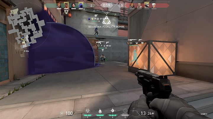 Na powyższym obrazku można zauważyć jednego Gracza, który podkłada ładunek - Valorant: Spike - podkładanie i rozbrajanie ładunku - Valorant - poradnik do gry