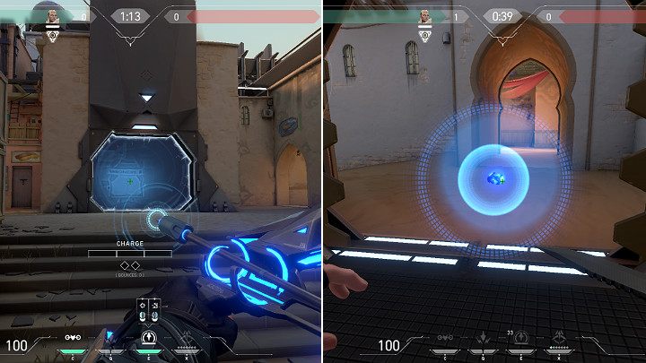 Na powyższym obrazku widać Sovę, który celuje Strzałą Zwiadowczą prosto w portal prowadzący do Krótkiej B - Valorant: Portale - czym są, jak działają, zastosowanie - Valorant - poradnik do gry