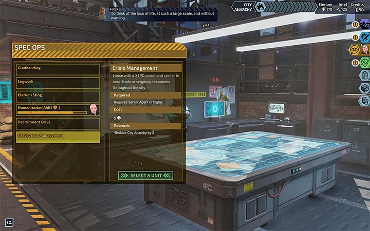 Kolejny sposób na obniżenie anarchii to skorzystanie z operacji Crisis Management z zakładki Spec Ops - XCOM Chimera Squad: Poziom anarchii - jak obniżać? - XCOM Chimera Squad - poradnik do gry