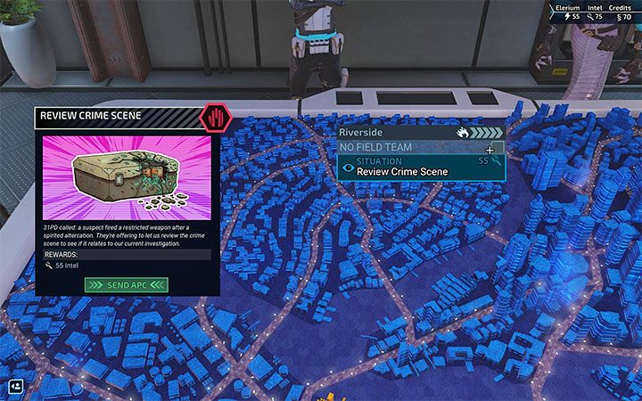 2) Sytuacje - Różnią się one od misji tym, że wystarczy wysłać APC do wybranej dzielnicy miasta - XCOM Chimera Squad: Surowce - jakie zastosowania? - XCOM Chimera Squad - poradnik do gry