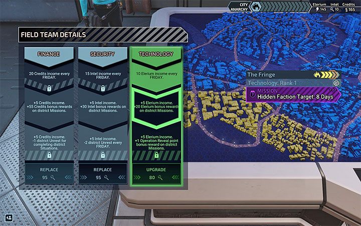 Do każdej z 9 dzielnic Miasta 31 możesz przyporządkować drużynę polową Field Team - XCOM Chimera Squad: Ekran miasta - porady - XCOM Chimera Squad - poradnik do gry