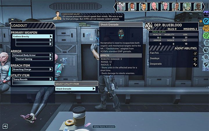 Każdy pozyskany granat musisz umieścić w inwentarzu wybranego przez siebie agenta - wkłada się go do slotu Utility Item - XCOM Chimera Squad: Lepsze bronie, granaty - jak zdobywać? - XCOM Chimera Squad - poradnik do gry