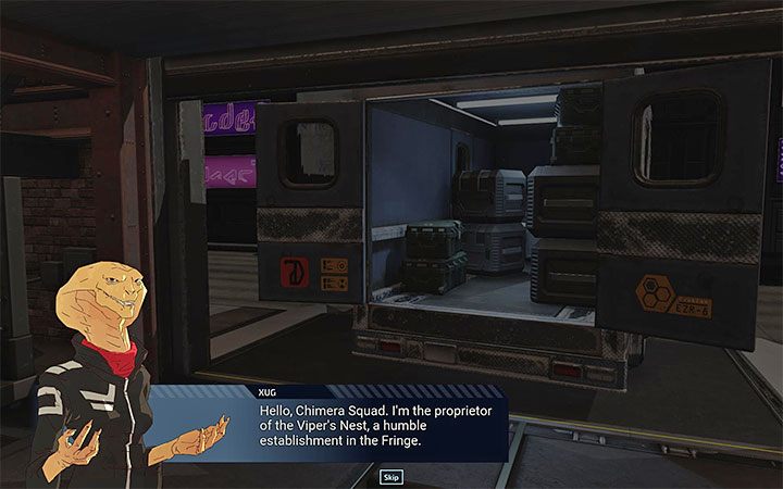 Nagrodą za zaliczenie wydarzenia będzie spotkanie się po raz pierwszy z postacią Xug, która zarządza targiem - XCOM Chimera Squad: Targ Scavenger Market - jak odblokować? - XCOM Chimera Squad - poradnik do gry