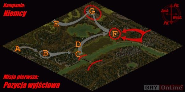 W tej pierwszej misji na gracza czekają cztery luźno ze sobą powiązane zadania - Misja 1 | Kampania niemiecka | Sudden Strike 2 - Sudden Strike 2 - poradnik do gry