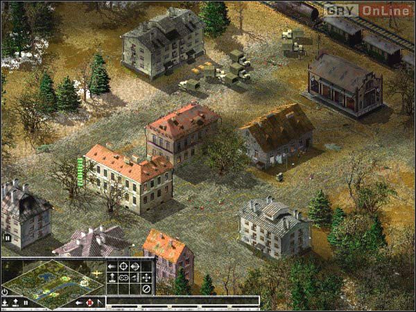 Na farmie rozładować piechotę z ciężarówek, przynajmniej kilkunastu strzelców zebrać w jedną grupę, oficera o największym doświadczeniu przypisać do drugiej i w takim składzie ruszyć torami kolejowymi na wschód do stacji C - Misja 2 | Kampania niemiecka | Sudden Strike 2 - Sudden Strike 2 - poradnik do gry