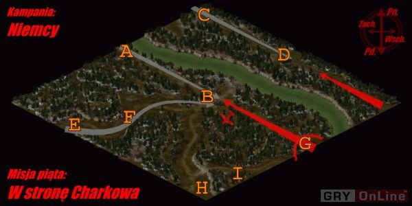 Pierwsze wojska nadjeżdżają z północnego-zachodu do punktu A - Misja 5 | Kampania niemiecka | Sudden Strike 2 - Sudden Strike 2 - poradnik do gry