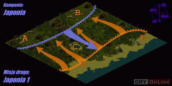 Większość amerykańskich ataków z lądu będzie iść na obóz A - Misja 2 | Kampania japońska | Sudden Strike 2 - Sudden Strike 2 - poradnik do gry