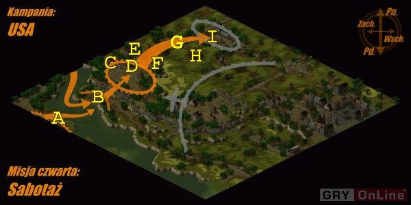 Z południowego brzegu A należy zabrać na północny B snajperów łodziami - Misja 4 | Kampania amerykańska | Sudden Strike 2 - Sudden Strike 2 - poradnik do gry