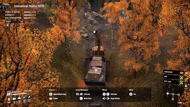 Gdy załadujesz już wszystko, wybierz przycisk wyjścia (Exit), by z powrotem przejąć kontrolę nad pojazdem - SnowRunner: Dźwig - działanie, jak używać - SnowRunner - poradnik do gry